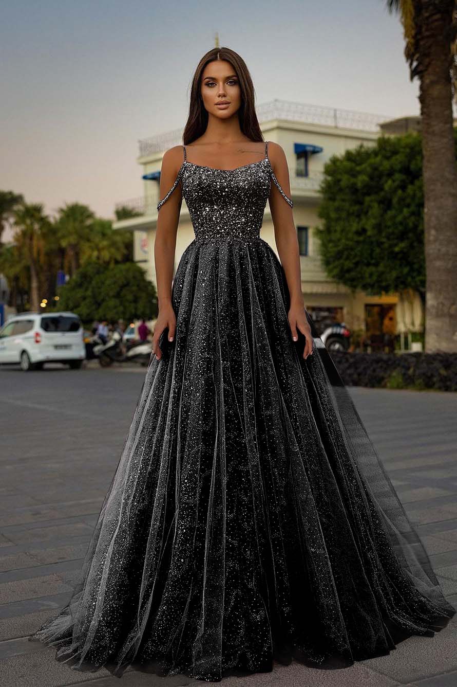Pink A Line Prom Dress Sleeveless Spaghetti Straps Formal Dress With Beadings