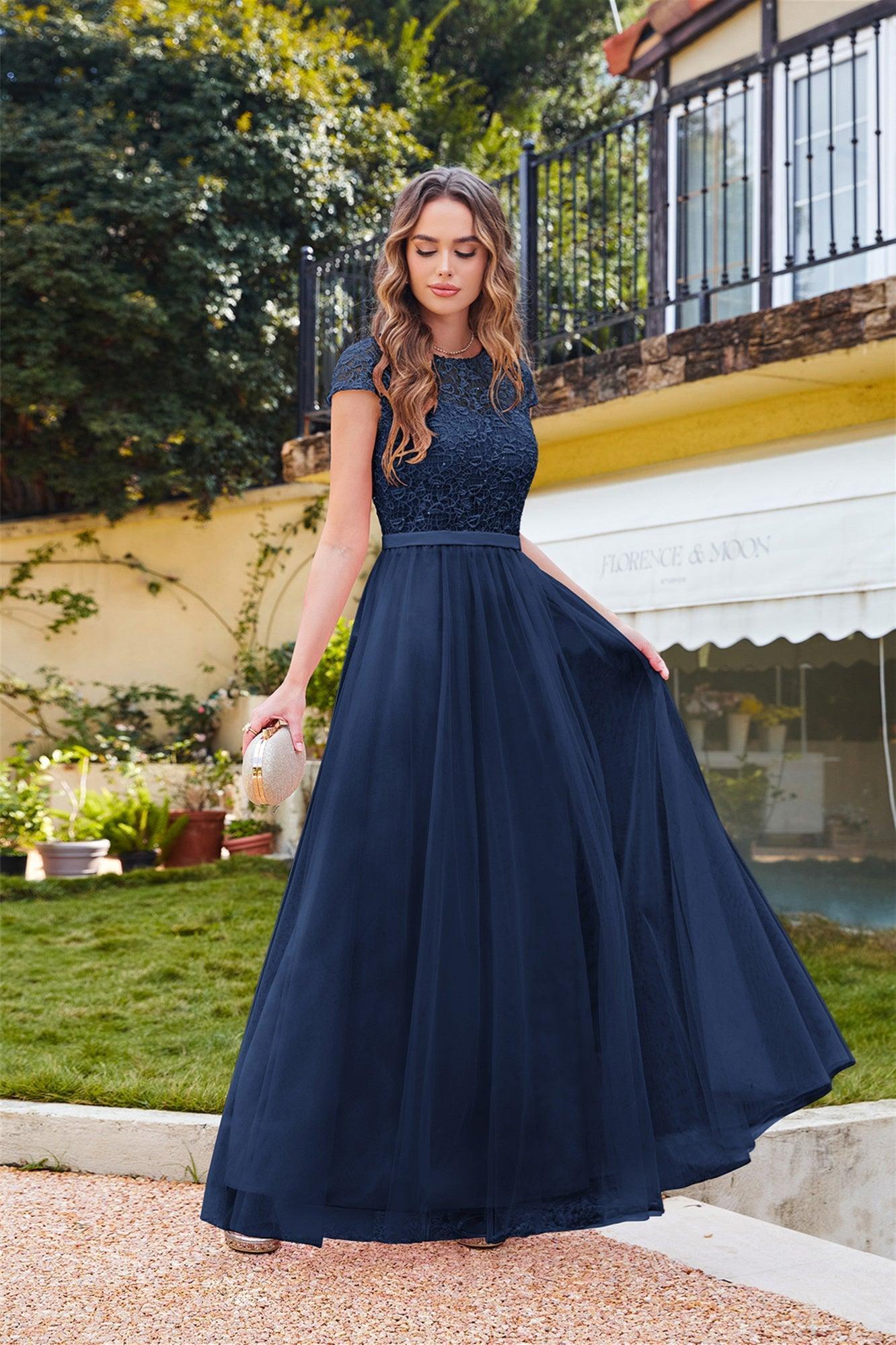 Dressystars Women Pink Crew Neck Mother of the Bride Dress Cap Sleeve Bridesmaid Dress Dressystars Women Pink Crew Neck Mother of the Bride Dress Cap Sleeve Bridesmaid Dress