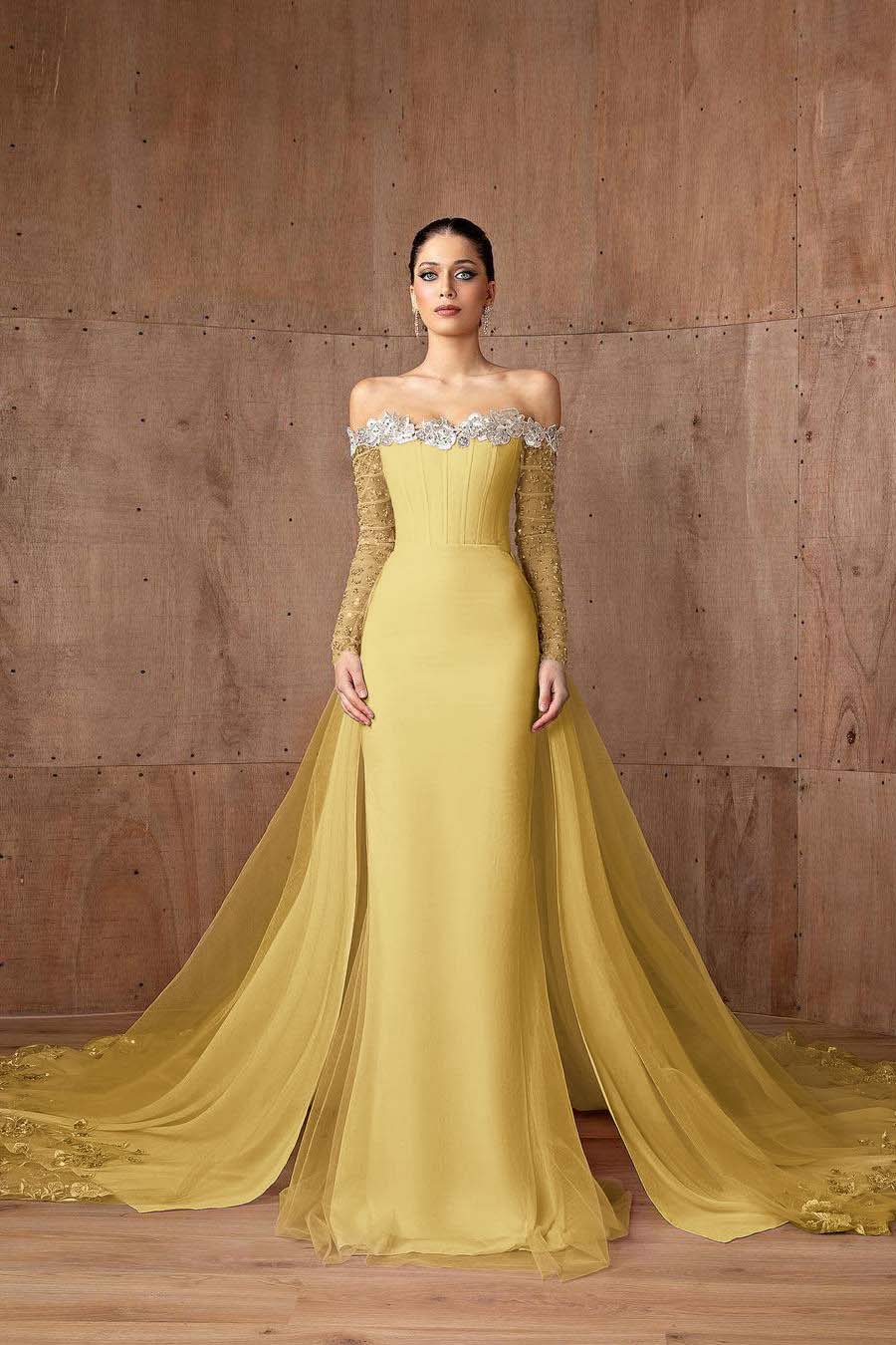 Pink Detachable Train Prom Dress Long Sleeve Off the Shoulder Formal Dress With Sequins