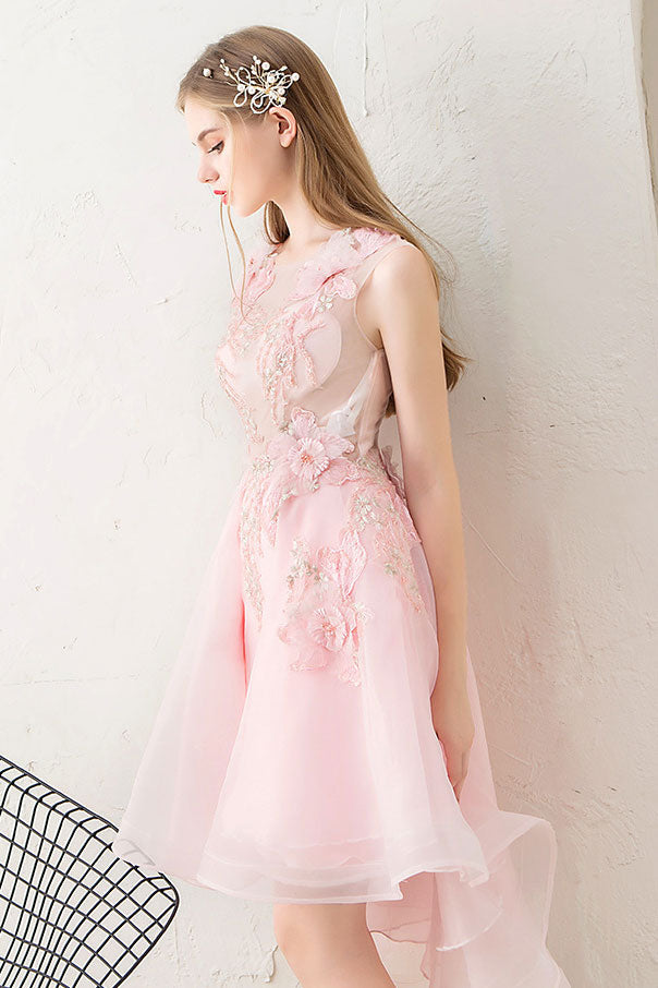 Pink Homecoming Dress Tulle Lace Short Party Cocktail Dress