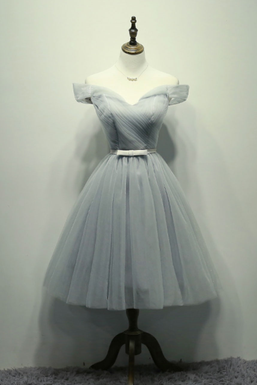 Pink Homecoming Dress Tulle Off Shoulder Short Party Cocktail Dress