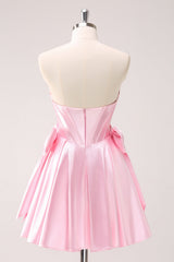 Pink Homecoming Dresses Corset Sweetheart A Line Short Cocktail Dresses
