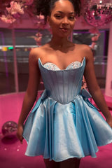 Pink Homecoming Dresses Corset Sweetheart A Line Short Cocktail Dresses