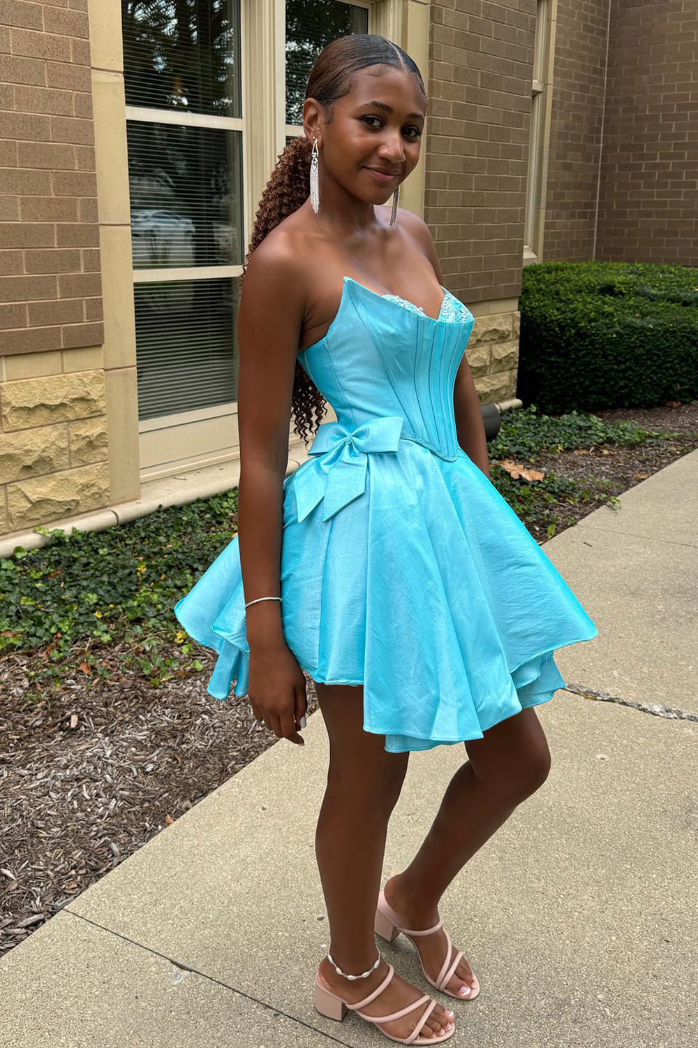 Pink Homecoming Dresses Corset Sweetheart A Line Short Cocktail Dresses