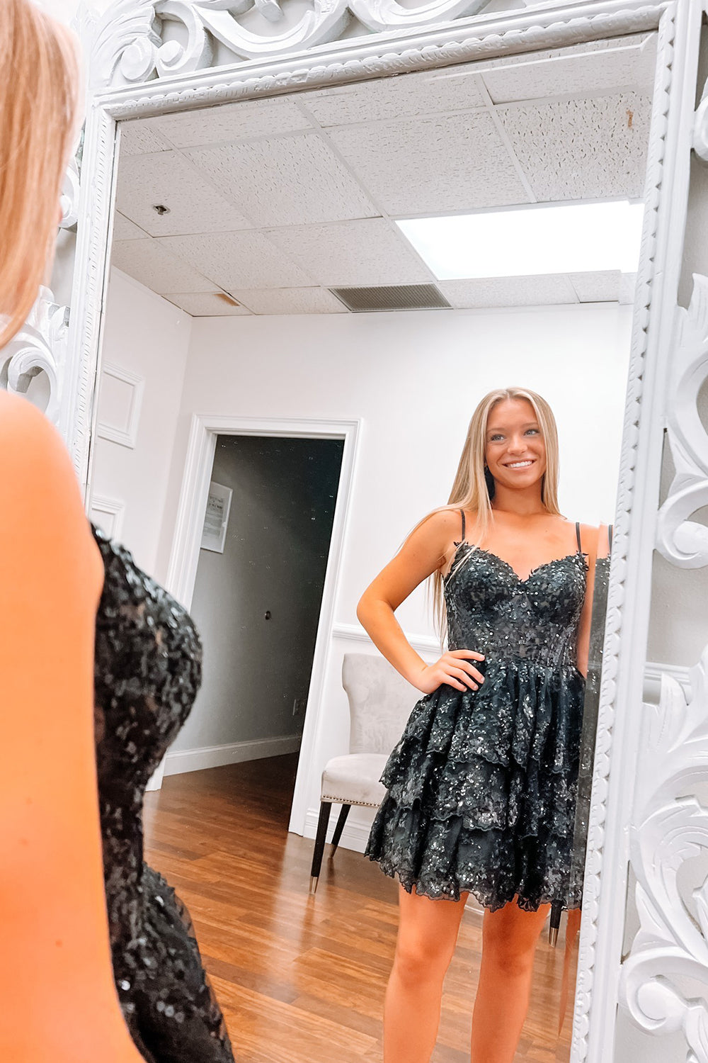 Pink Homecoming Dresses Corset Top Spaghetti Straps A-Line Lace Short Cocktail Dresses