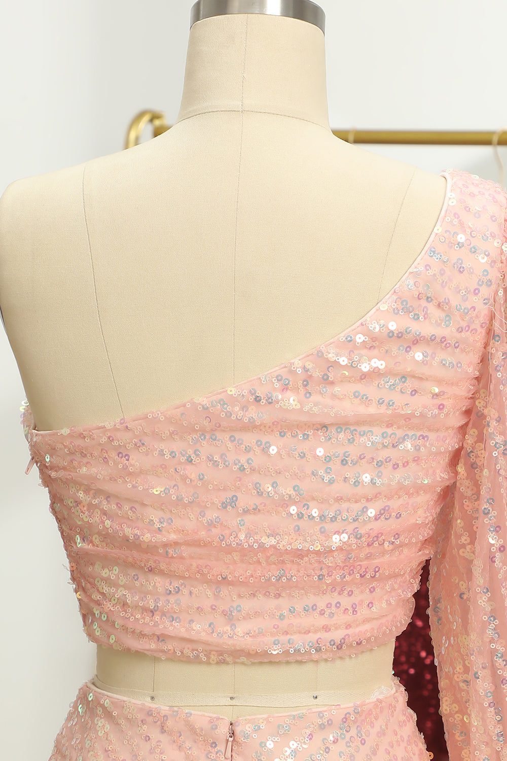 Pink Homecoming Dresses Two Piece Sequin Cocktail Dresses