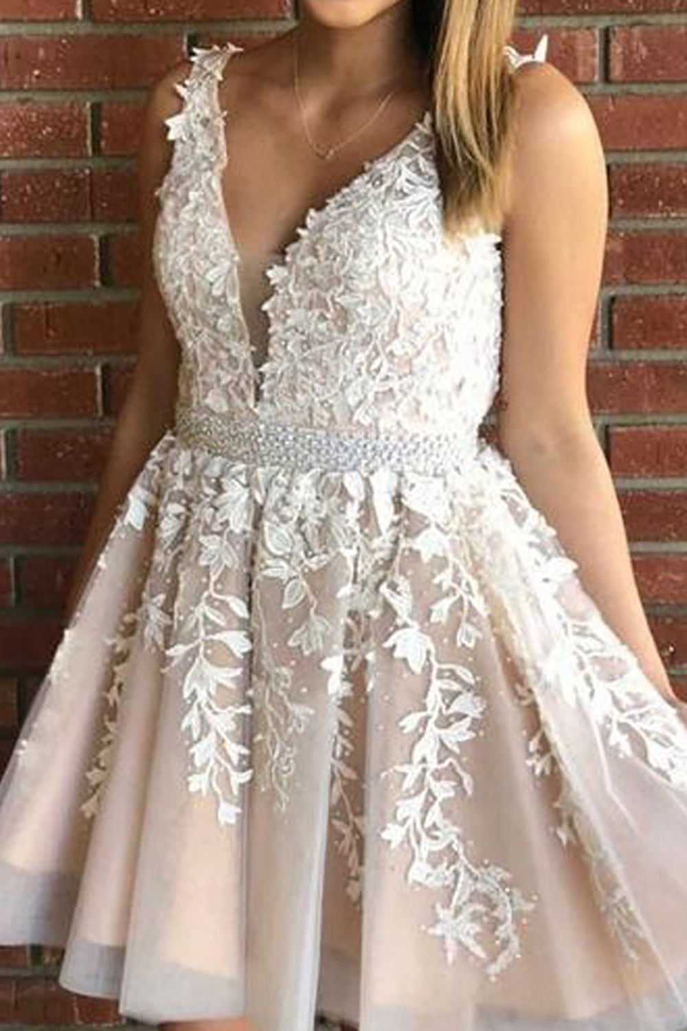 Pink Homecoming Dresses V Neck A Line Cocktail Dresses