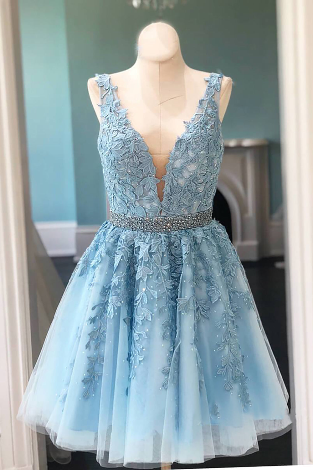 Pink Homecoming Dresses V Neck A Line Cocktail Dresses