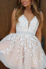 Pink Homecoming Dresses V Neck A Line Cocktail Dresses