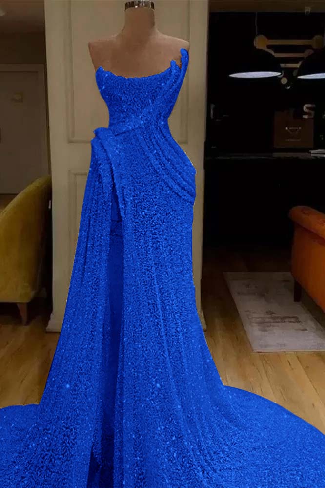 Pink Mermaid Prom Dress Sleeveless Strapless Formal Dress