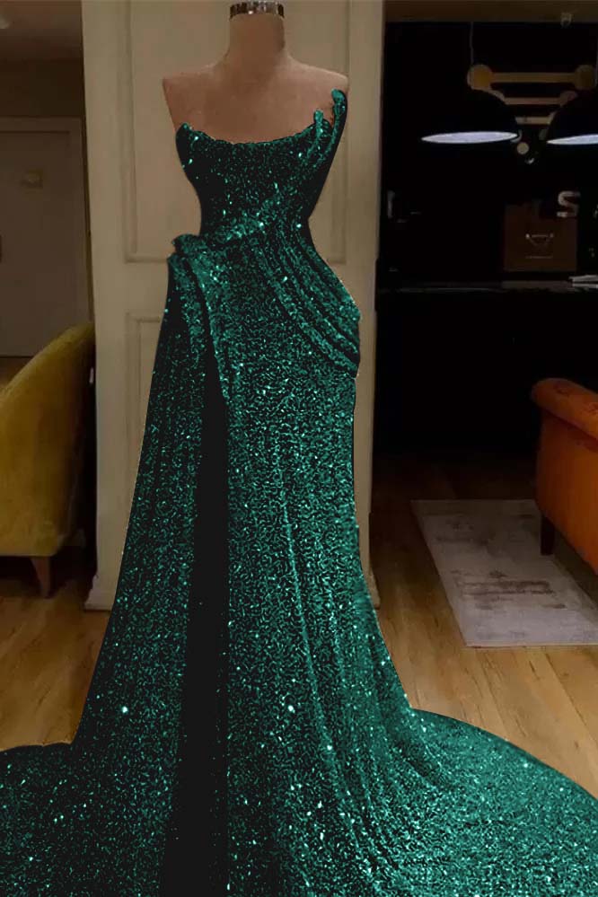 Pink Mermaid Prom Dress Sleeveless Strapless Formal Dress