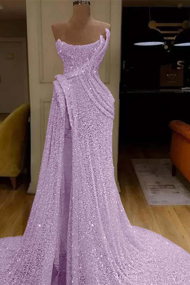 Pink Mermaid Prom Dress Sleeveless Strapless Formal Dress