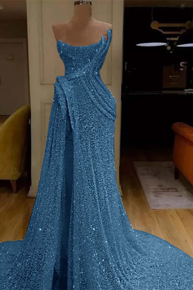 Pink Mermaid Prom Dress Sleeveless Strapless Formal Dress