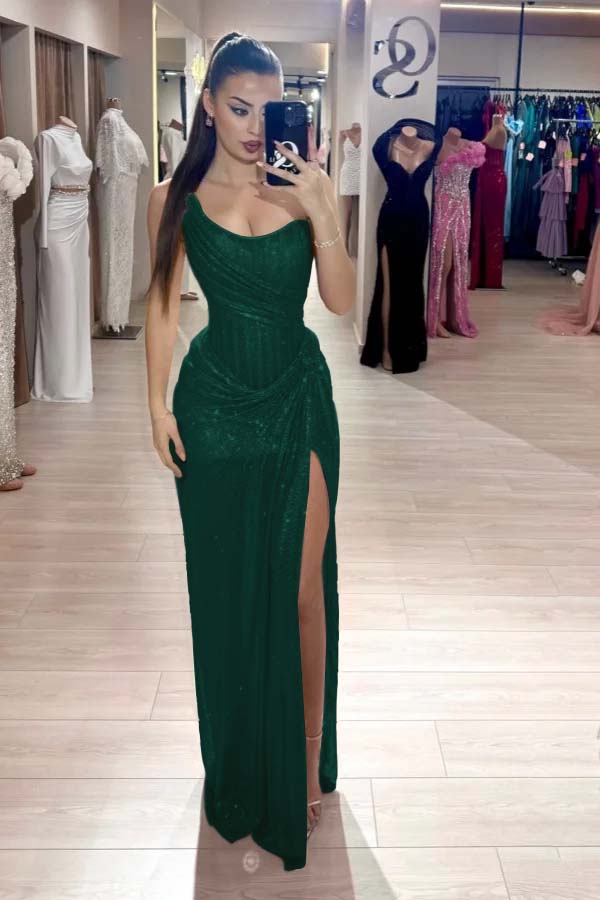 Pink Mermaid Prom Dress Sleeveless Strapless Formal Dress With Sequins