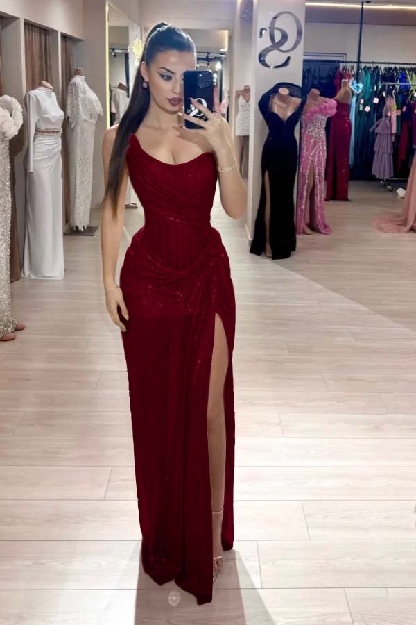 Pink Mermaid Prom Dress Sleeveless Strapless Formal Dress With Sequins