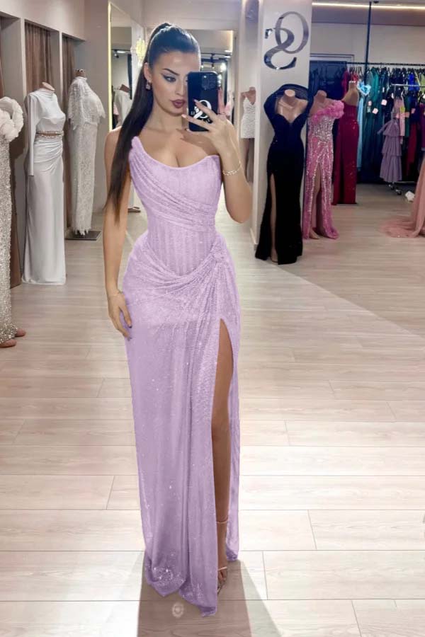 Pink Mermaid Prom Dress Sleeveless Strapless Formal Dress With Sequins