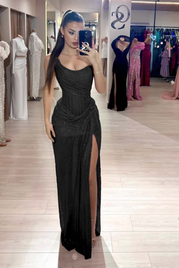 Pink Mermaid Prom Dress Sleeveless Strapless Formal Dress With Sequins