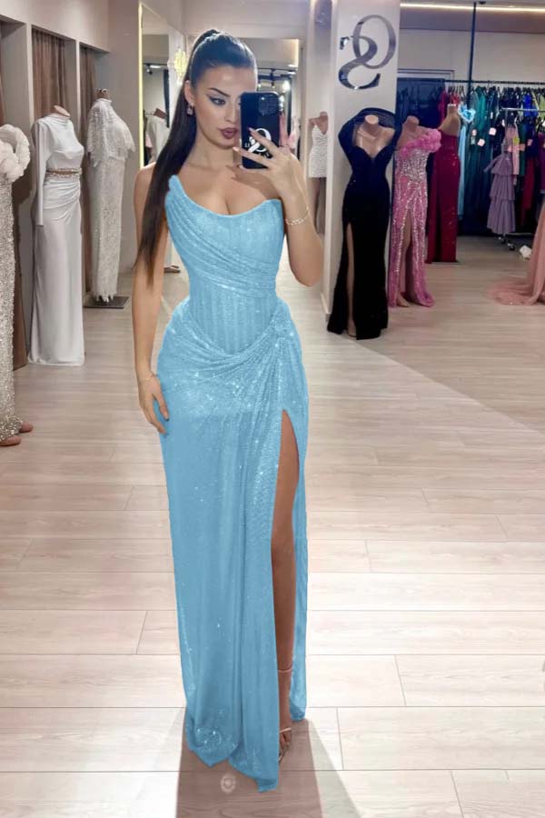 Pink Mermaid Prom Dress Sleeveless Strapless Formal Dress With Sequins