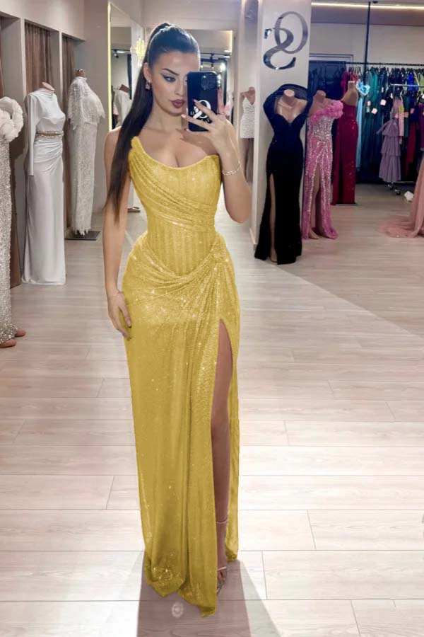 Pink Mermaid Prom Dress Sleeveless Strapless Formal Dress With Sequins
