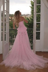 Pink Mermaid Prom Dress Sweetheart Formal Dress With 3D Flowers