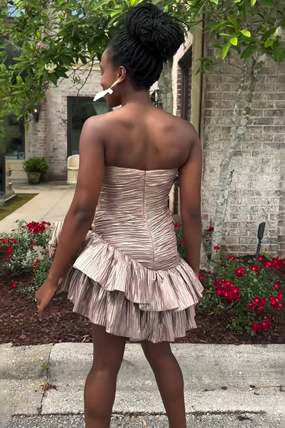 Pink Pleated A Line Homecoming Dresses Short Cocktail Dresses With Bow