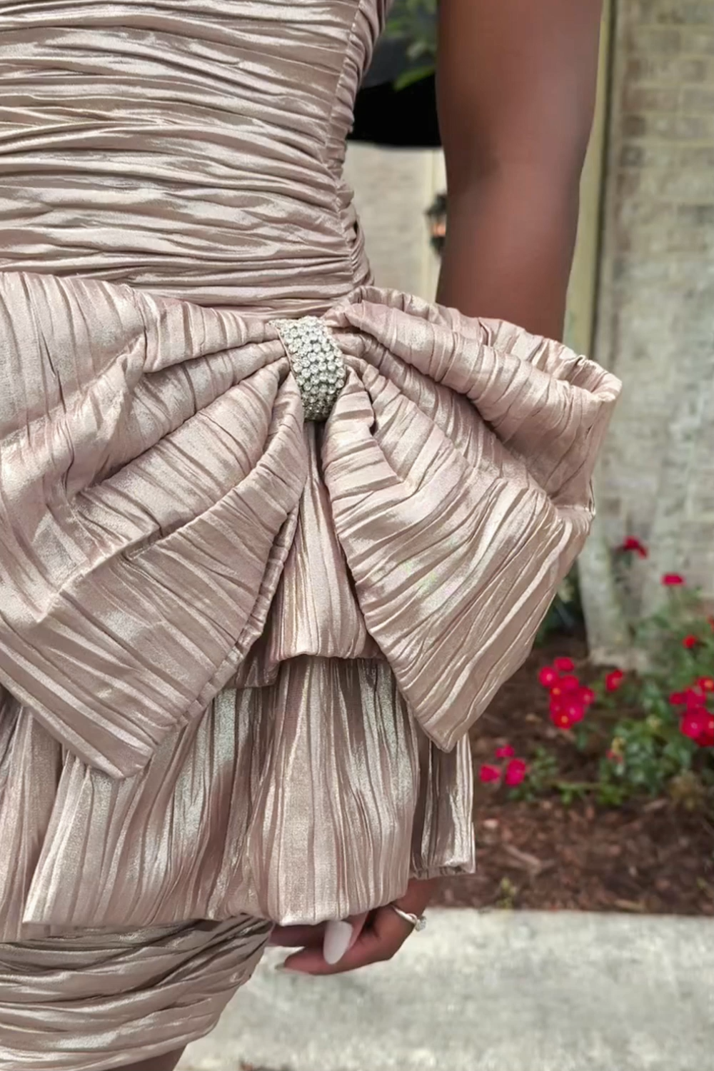 Pink Pleated A Line Homecoming Dresses Short Cocktail Dresses With Bow