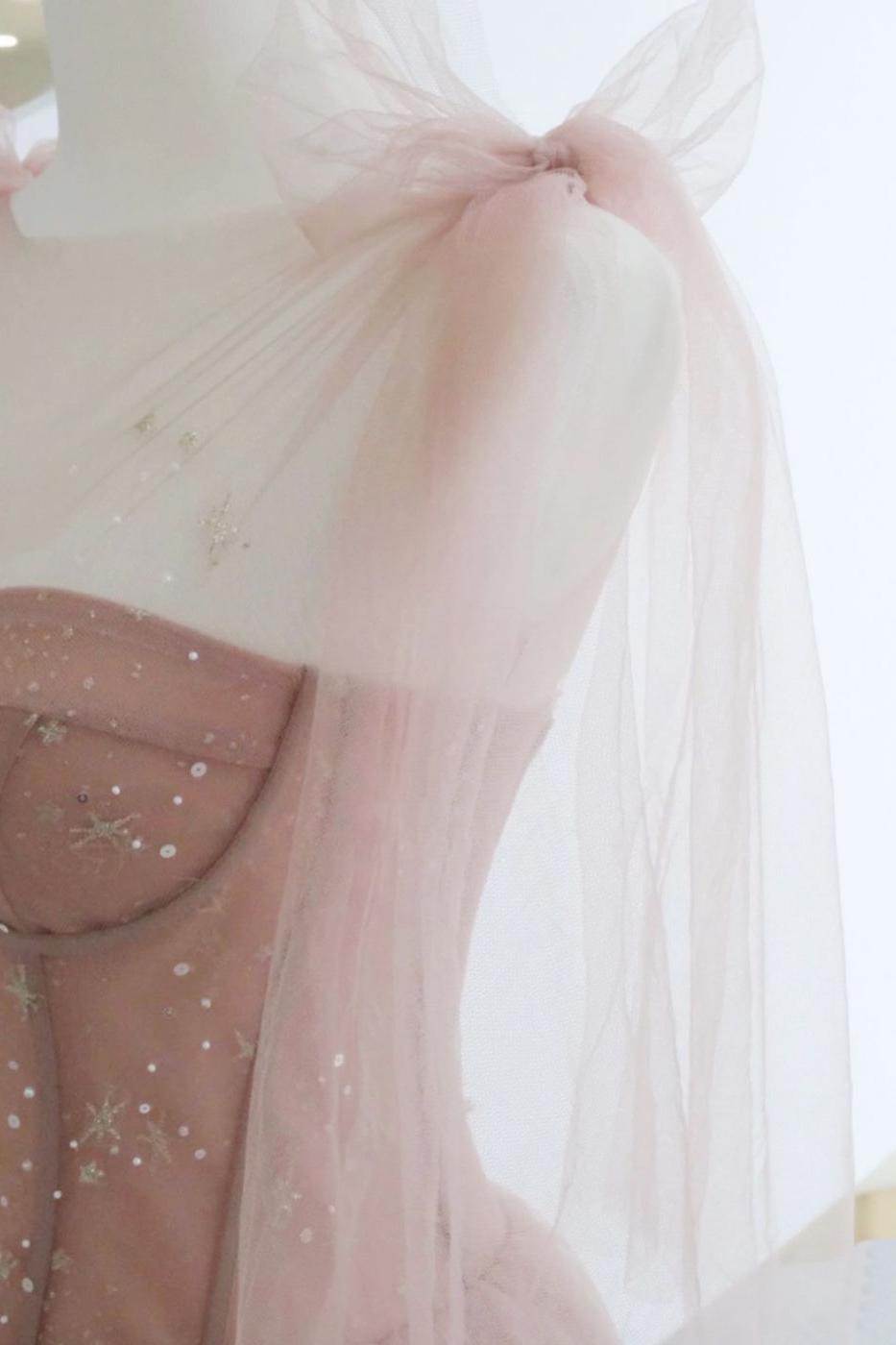 Pink Prom Dress A Line Tulle Long Formal Graduation Dress Formal Evening Dress