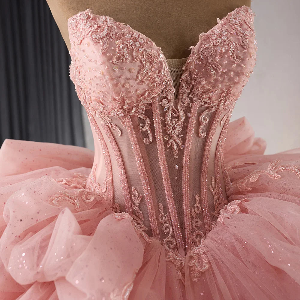 Dressystars Pink Quinceanera Dress Beaded Crystals Detachable Sleeves Pearls Sweet 16 Party Dress Dressystars Pink Quinceanera Dress Beaded Crystals Detachable Sleeves Pearls Sweet 16 Party Dress