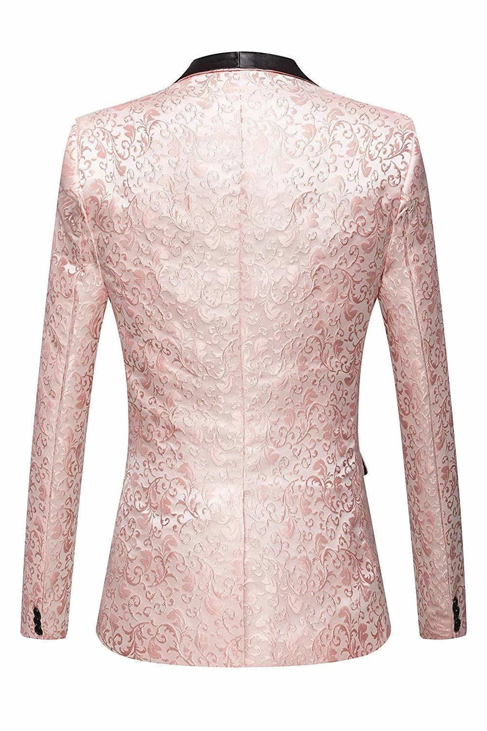 Pink Shawl Lapel Jacquard Men's Blazer