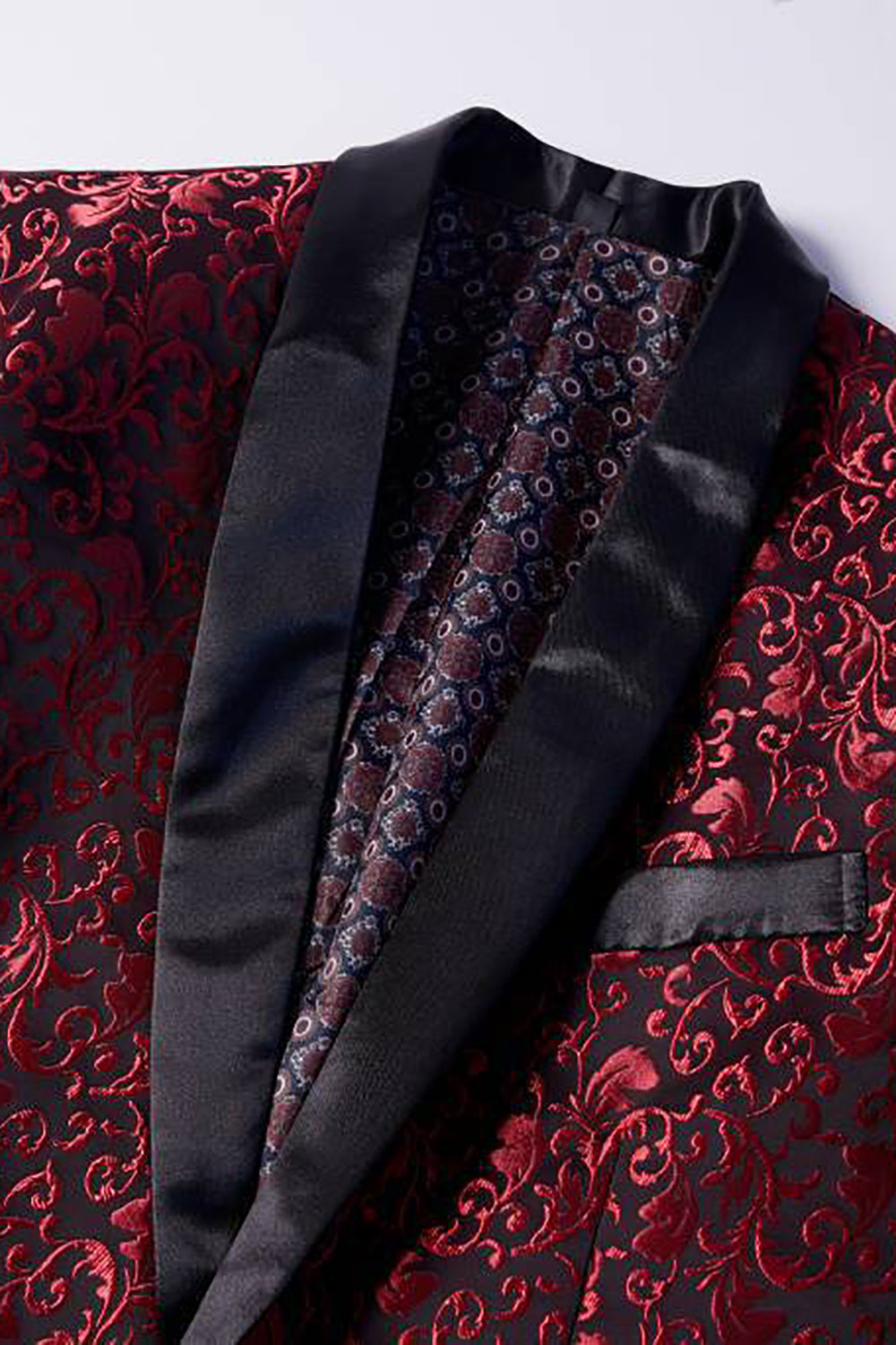 Pink Shawl Lapel Jacquard Men's Blazer