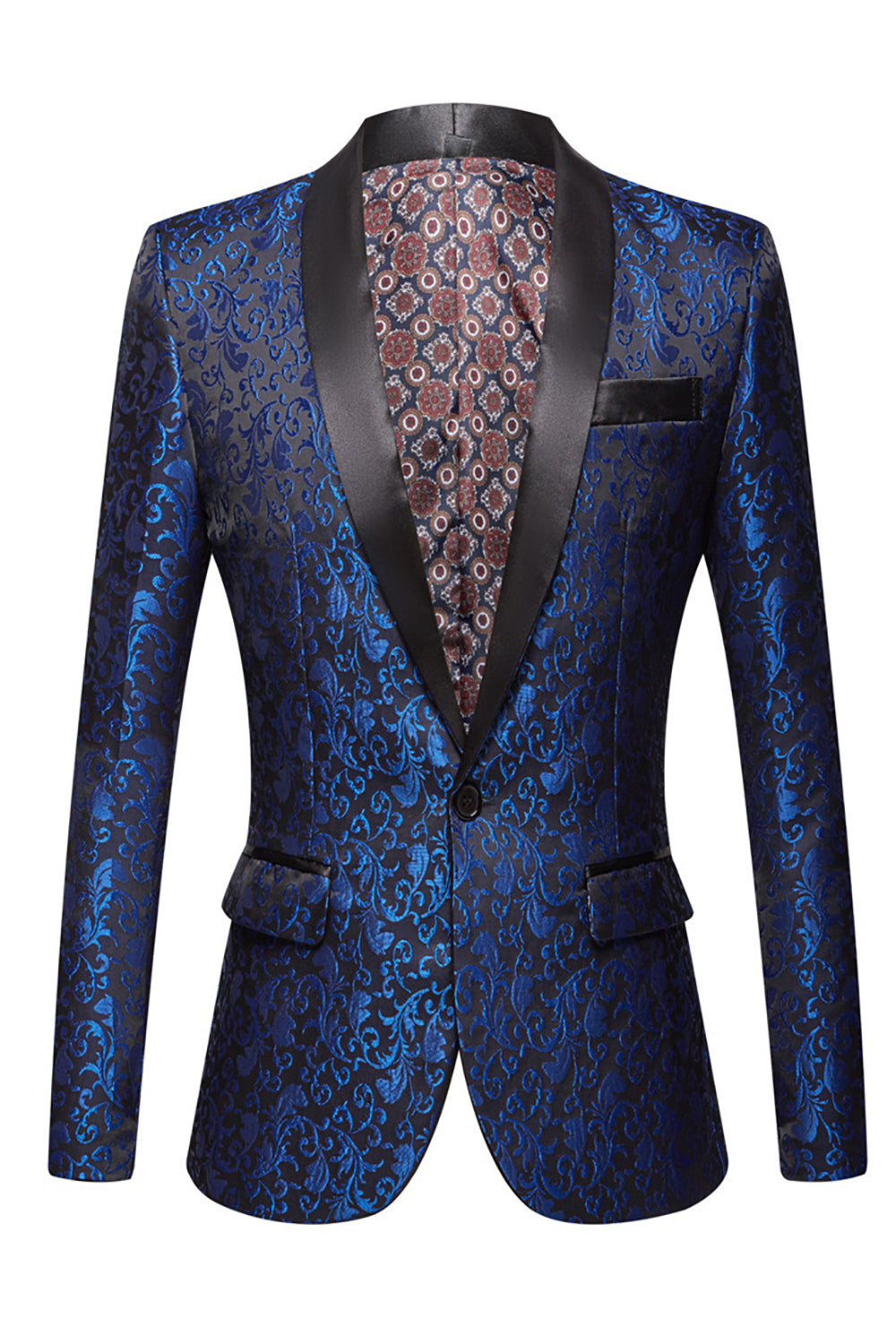 Pink Shawl Lapel Jacquard Men's Blazer