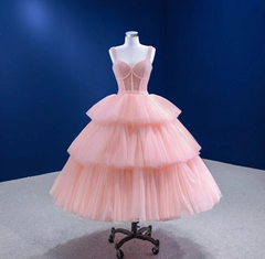 Pink Tiered Quinceanera Dress Party Evening Dress