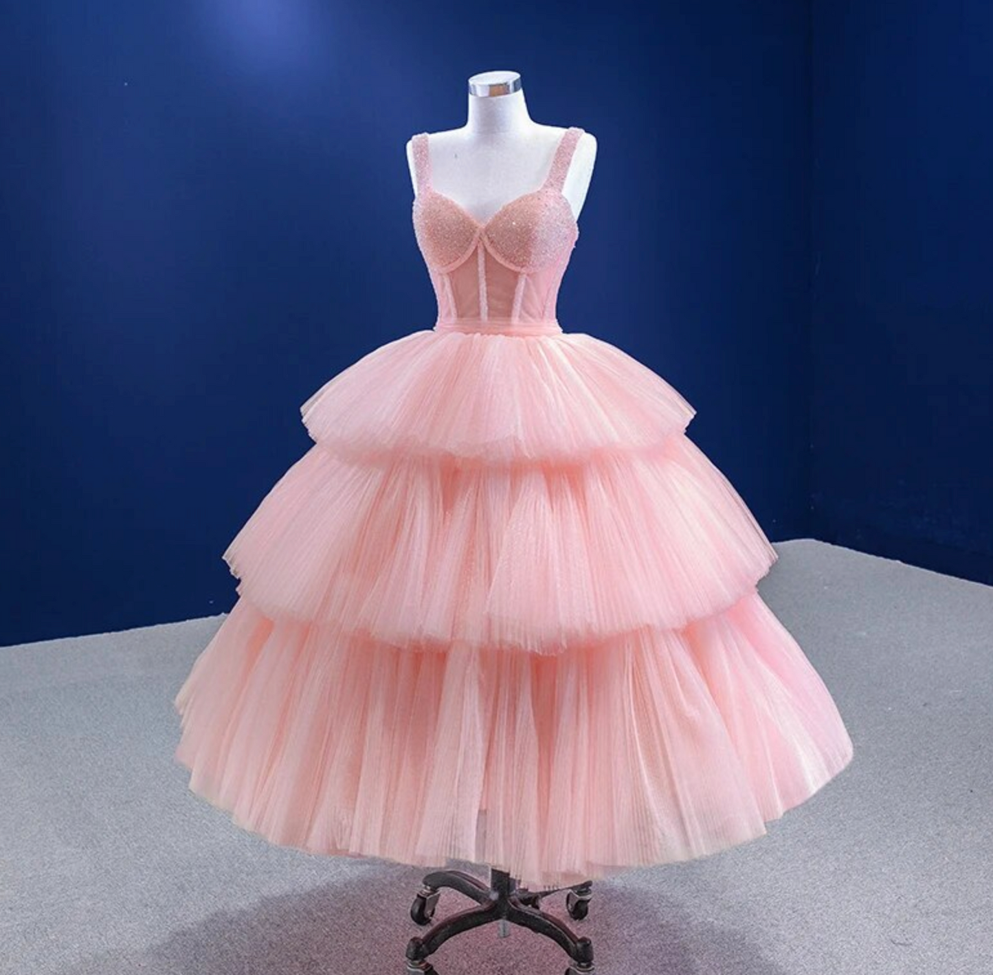 Pink Tiered Quinceanera Dress Party Evening Dress