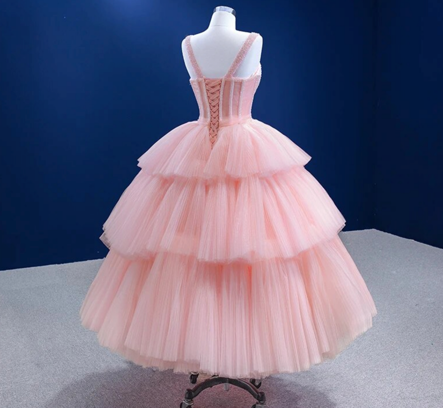 Pink Tiered Quinceanera Dress Party Evening Dress
