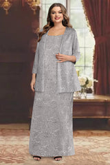 Plus Size Ankle-Length Chiffon Mother of the Bride Dresses with Sequins and Jacket