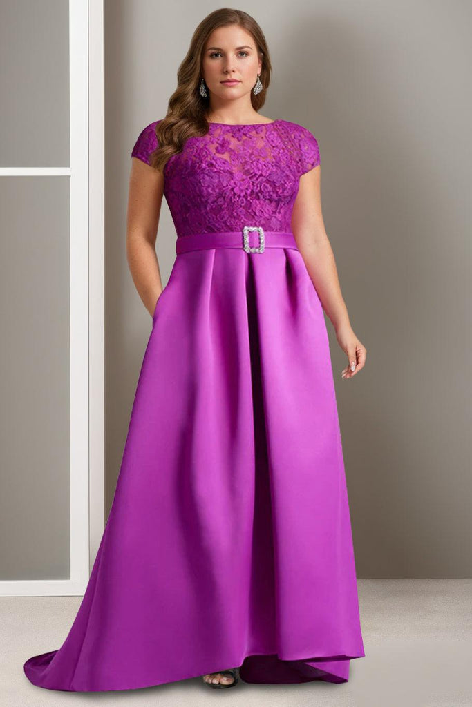 Plus Size Asymmetrical A-Line Princess Scoop Neck Mother of the Bride –  Dressystars