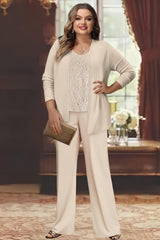 Plus Size Chiffon Pantsuits with Jacket for the Mother of the Bride