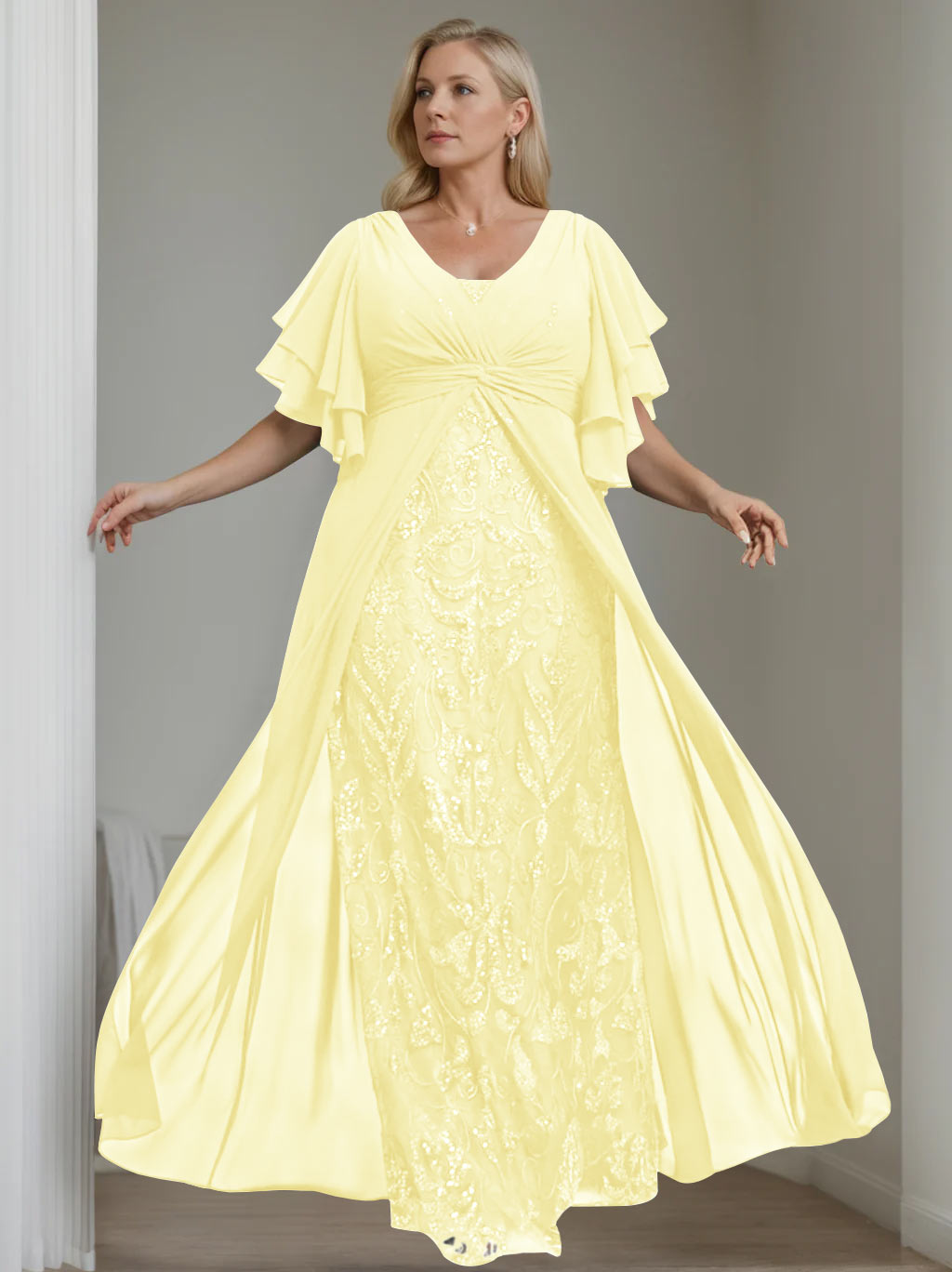 Plus Size Floor-Length Mother of the Bride A-Line Dress with V-Neck an Dressystars Plus Size Floor-Length Mother of the Bride A-Line Dress with V-Neck an Dressystars