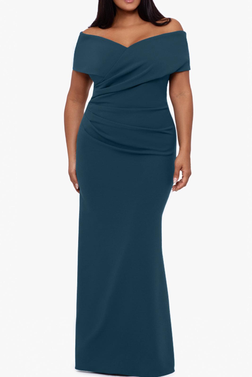 Plus Size Off-the-Shoulder Mermaid Trumpet Sleeveless Mother Of The Bride Floor-Length Dress