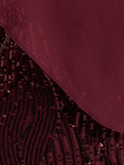 Plus Size Sequined A-Line Mother of the Bride Dress with Scoop Neck and Half Sleeves