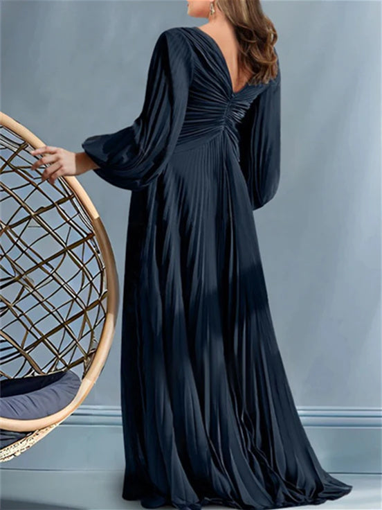 Plus Size V-Neck A-Line Princess Gown for the Mother of the Bride with Ruched Detail