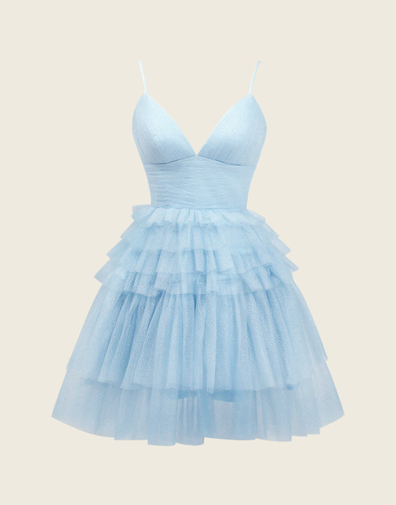 Pretty Homecoming Dress A Line DeepV neck Tiered Short Party Cocktail Dress