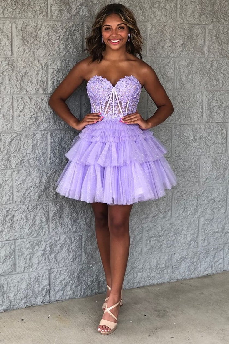 Pretty Homecoming Dress A Line Heart shaped Lace Short Party Cocktail Dress