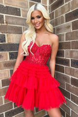 Pretty Homecoming Dress A Line Heart shaped Lace Short Party Cocktail Dress