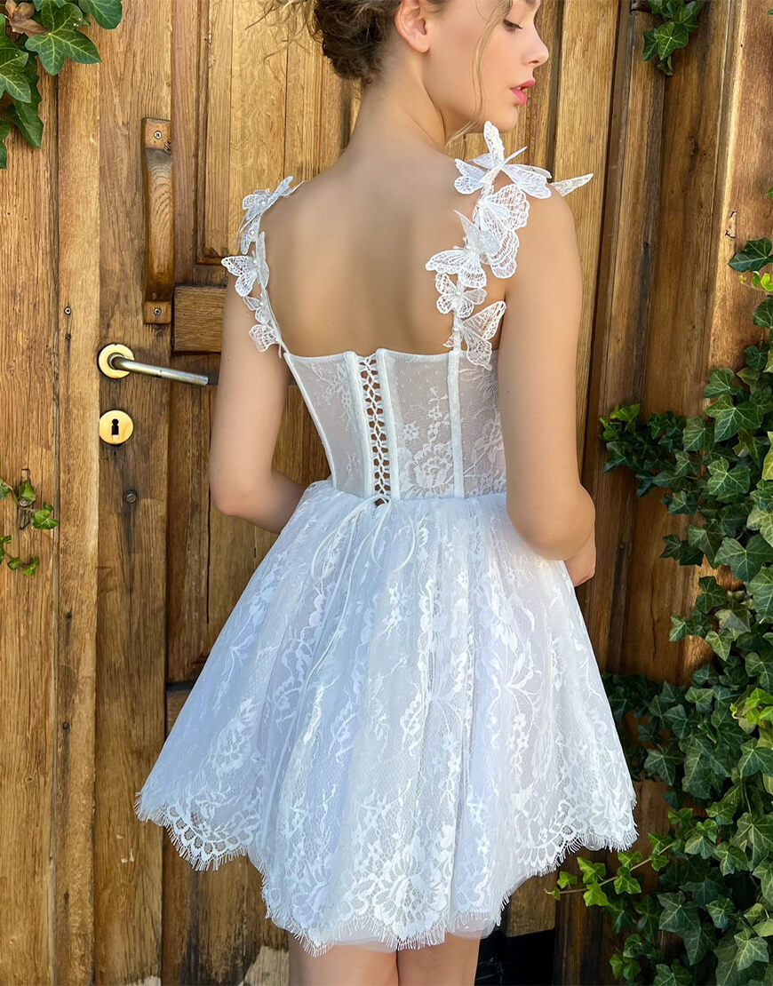 Pretty Homecoming Dress A Line Heart shaped White Corset Short Party Cocktail Dress
