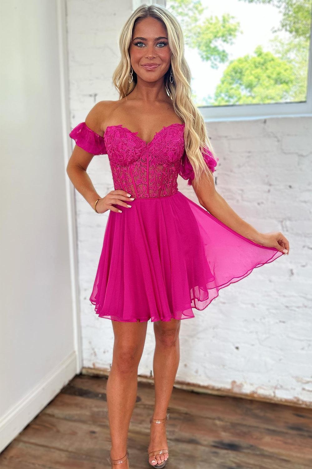 Pretty Homecoming Dress A Line Lace Off the Shoulder with Delicate App Dressystars Pretty Homecoming Dress A Line Lace Off the Shoulder with Delicate App Dressystars