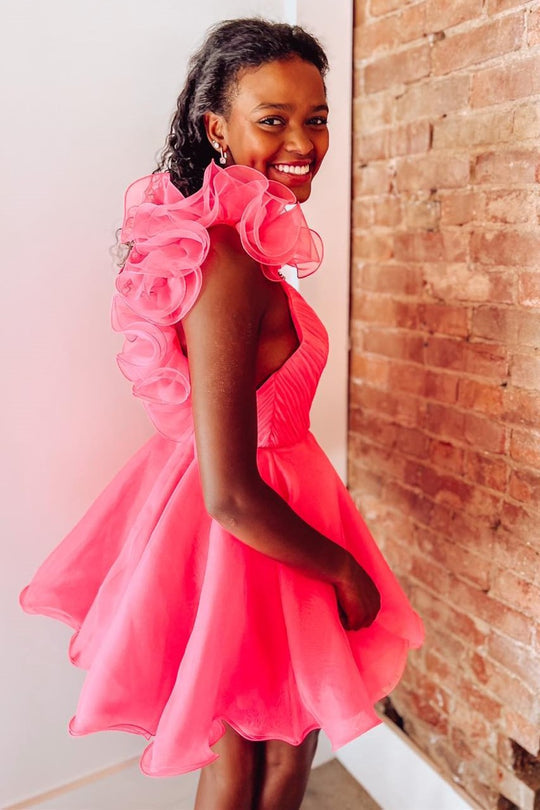 Pretty Homecoming Dress A Line Organza V neck Short Party Cocktail Dress