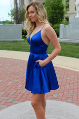 Pretty Homecoming Dress A Line Shoulder straps Satin Short Party Cocktail Dress