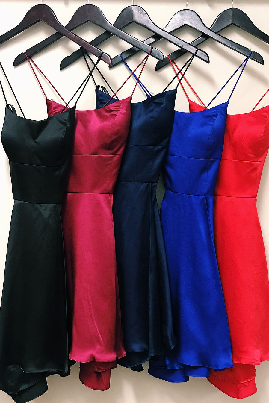 Pretty Homecoming Dress A Line Shoulder straps Satin Short Party Cocktail Dress