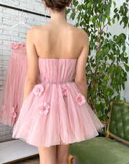Pretty Homecoming Dress A Line with Handmade Flowers Short Party Cocktail Dress